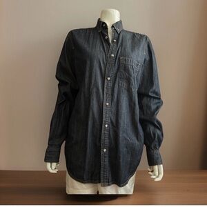 Mango Woman Shirt Dark Denim Button-Up Shirt Size Medium
